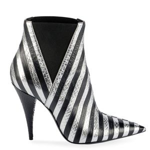 SAINT LAURENT Kiki Contrast Striped Leather Boots